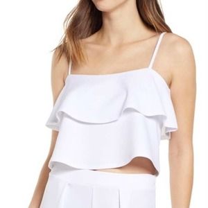 NEW Leith Tiered Ruffled Camisole Tank White Sz S